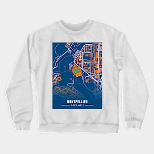 Map Design of Stade de la Mosson Crewneck Sweatshirt